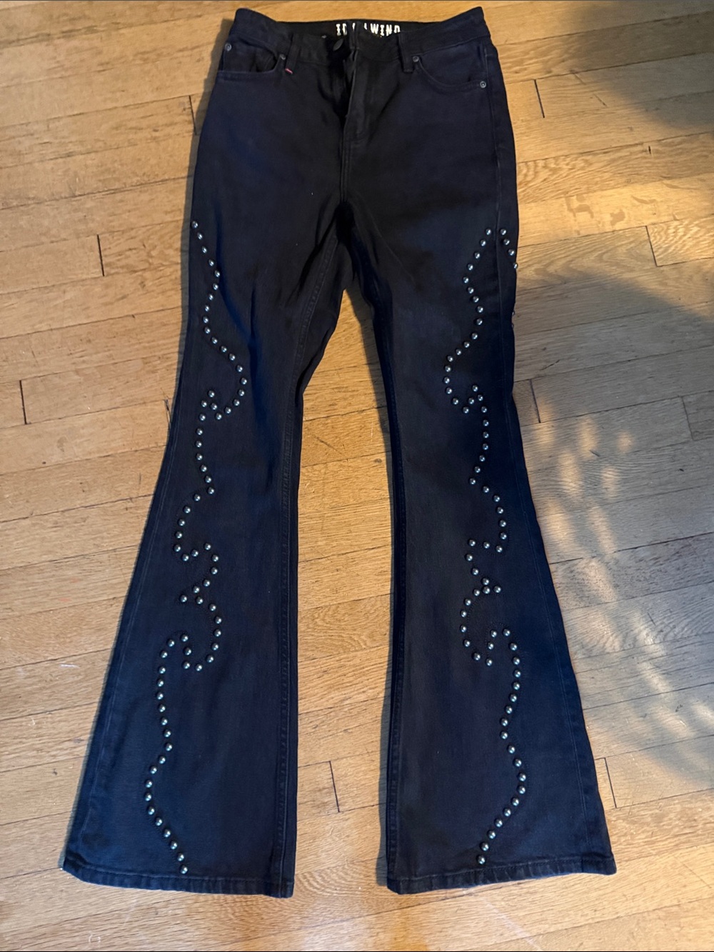 Idyllwind Black Stud-Embellished Flare Jeans